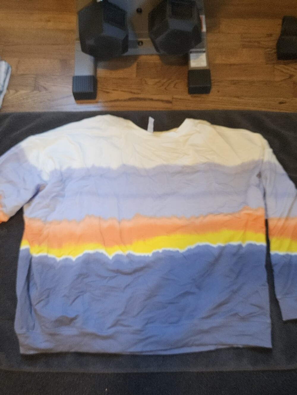 Athleta Long-Sleeve Tie-Dye Stripe Sweatshirt - White, Blue, Orange, Yellow
